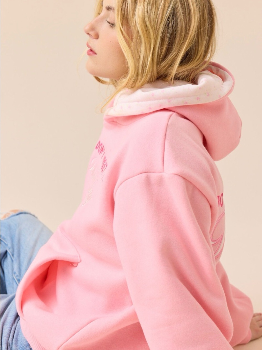 Altar'd State Pink Embroidered Back Hoodie Jacket - Picture 4 of 7